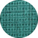 Round Abstract Turquoise Modern Rug, abs4465turq