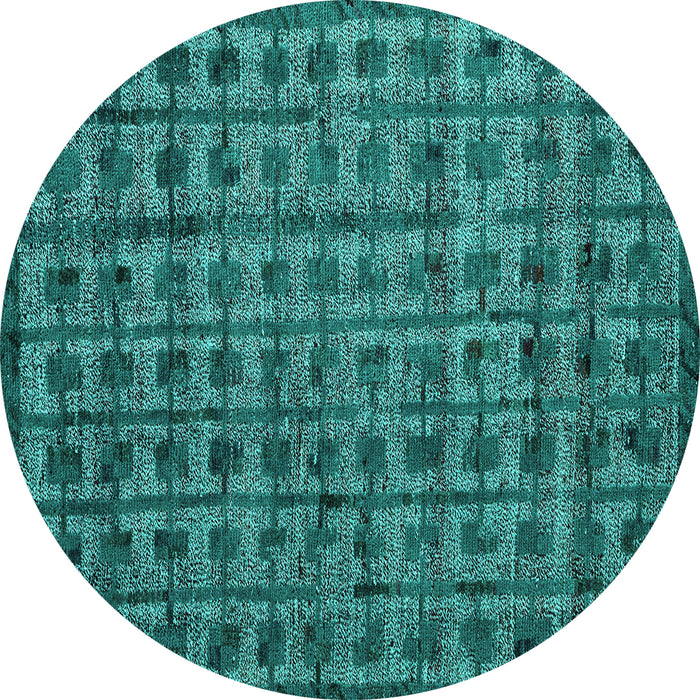 Round Machine Washable Abstract Turquoise Modern Area Rugs, wshabs4465turq