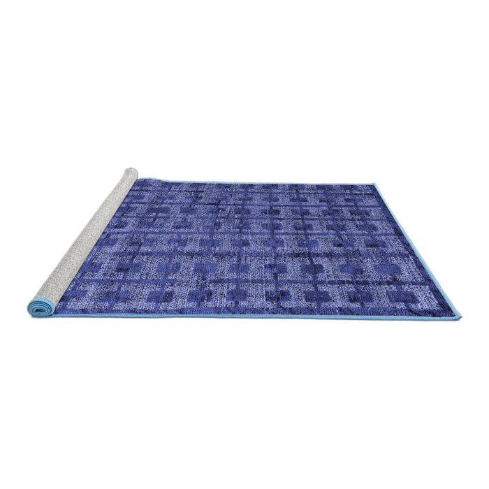 Sideview of Machine Washable Abstract Blue Modern Rug, wshabs4465blu