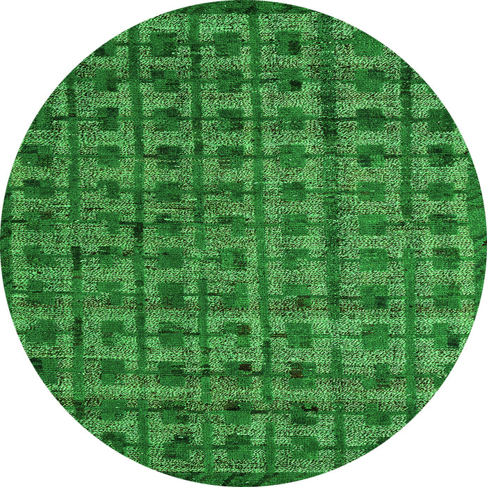 Round Abstract Green Modern Rug, abs4465grn