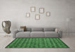 Machine Washable Abstract Emerald Green Modern Area Rugs in a Living Room,, wshabs4465emgrn