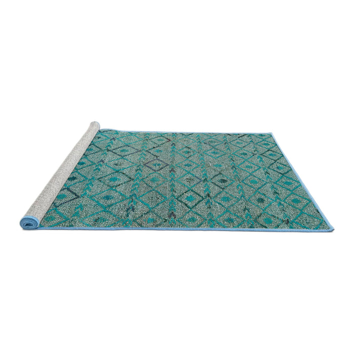 Sideview of Machine Washable Abstract Medium Turquoise Green Rug, wshabs4466