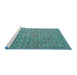 Sideview of Machine Washable Abstract Medium Turquoise Green Rug, wshabs4466