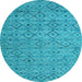 Round Abstract Light Blue Modern Rug, abs4466lblu