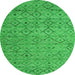 Round Machine Washable Abstract Green Modern Area Rugs, wshabs4466grn