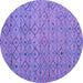 Round Machine Washable Abstract Purple Modern Area Rugs, wshabs4466pur