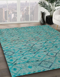 Abstract Turquoise Green Modern Rug, abs4466