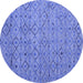 Round Abstract Blue Modern Rug, abs4466blu