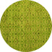 Round Abstract Yellow Modern Rug, abs4466yw