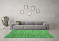 Machine Washable Abstract Emerald Green Modern Rug, wshabs4466emgrn