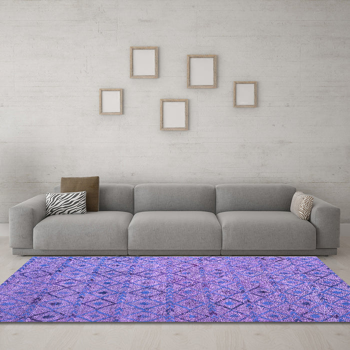 Machine Washable Abstract Purple Modern Area Rugs in a Living Room, wshabs4466pur