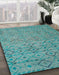 Abstract Turquoise Green Modern Rug in Family Room, abs4466