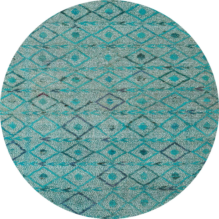 Round Abstract Turquoise Green Modern Rug, abs4466