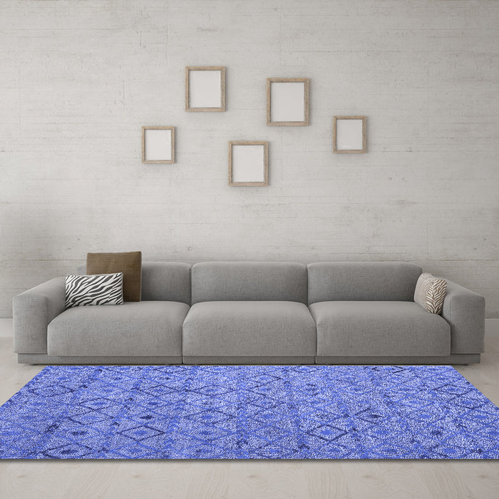 Machine Washable Abstract Blue Modern Rug in a Living Room, wshabs4466blu