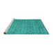 Sideview of Machine Washable Abstract Turquoise Modern Area Rugs, wshabs4466turq