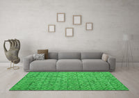 Machine Washable Abstract Green Modern Rug, wshabs4466grn