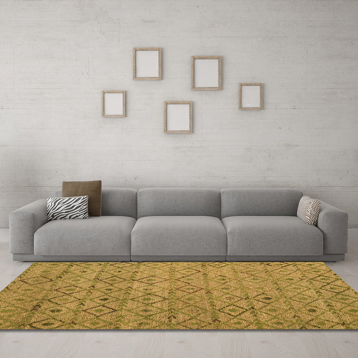 Machine Washable Abstract Orange Modern Area Rugs in a Living Room, wshabs4466org