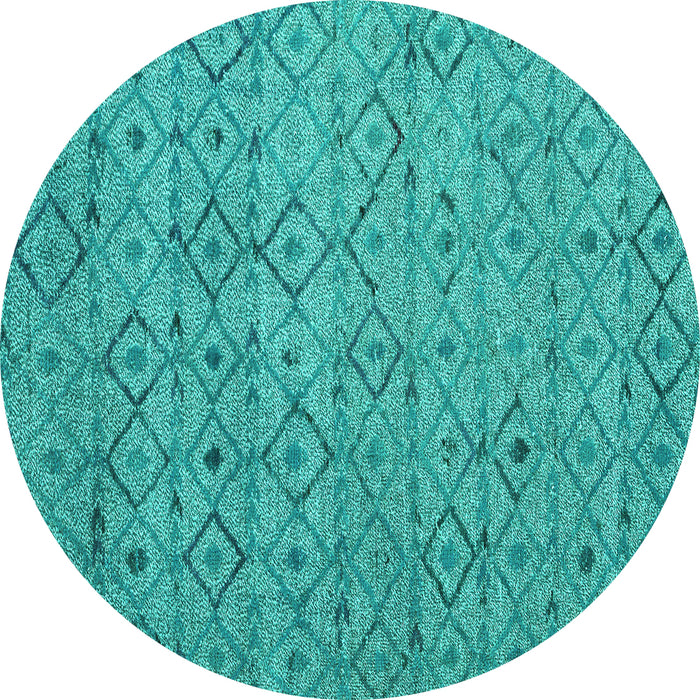 Round Machine Washable Abstract Turquoise Modern Area Rugs, wshabs4466turq