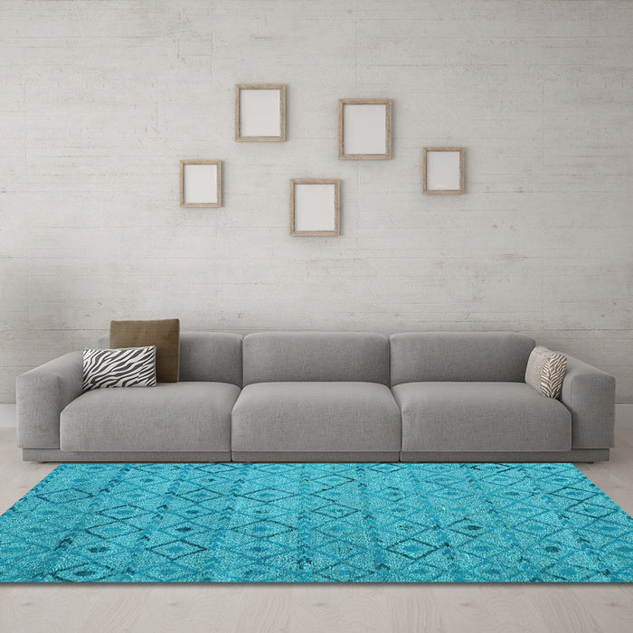 Machine Washable Abstract Light Blue Modern Rug in a Living Room, wshabs4466lblu