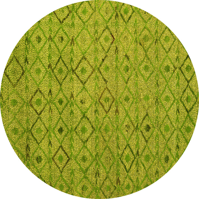 Round Machine Washable Abstract Yellow Modern Rug, wshabs4466yw