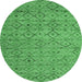 Round Abstract Emerald Green Modern Rug, abs4466emgrn