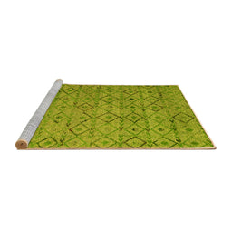Sideview of Machine Washable Abstract Yellow Modern Rug, wshabs4466yw