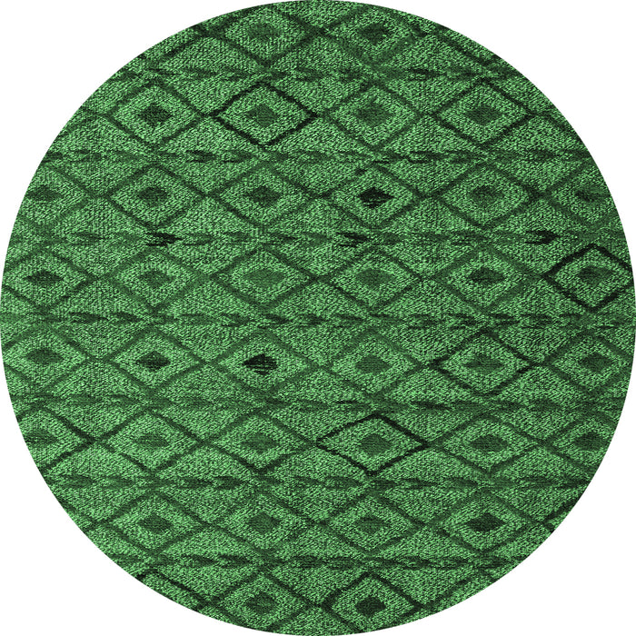 Round Abstract Emerald Green Modern Rug, abs4467emgrn