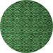 Round Abstract Emerald Green Modern Rug, abs4467emgrn