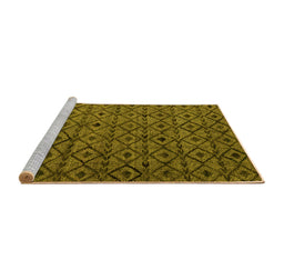 Sideview of Machine Washable Abstract Yellow Modern Rug, wshabs4467yw