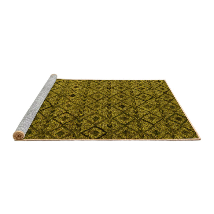Sideview of Machine Washable Abstract Yellow Modern Rug, wshabs4467yw