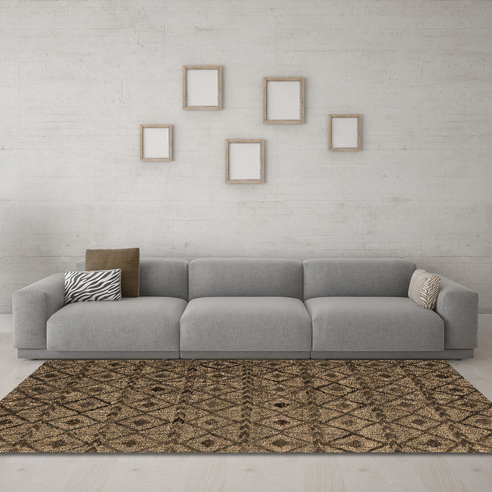 Machine Washable Abstract Brown Modern Rug in a Living Room,, wshabs4467brn