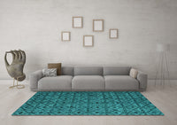 Machine Washable Abstract Turquoise Modern Rug, wshabs4467turq