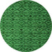 Round Machine Washable Abstract Green Modern Area Rugs, wshabs4467grn