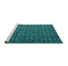 Sideview of Machine Washable Abstract Turquoise Modern Area Rugs, wshabs4467turq