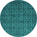 Round Abstract Turquoise Modern Rug, abs4467turq