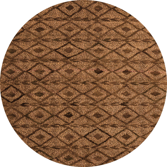 Round Machine Washable Abstract Orange Modern Area Rugs, wshabs4467org