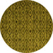 Round Abstract Yellow Modern Rug, abs4467yw