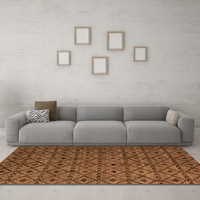 Machine Washable Abstract Orange Modern Area Rugs in a Living Room, wshabs4467org