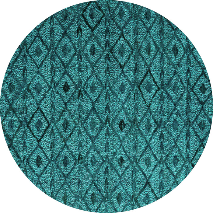 Round Machine Washable Abstract Turquoise Modern Area Rugs, wshabs4467turq