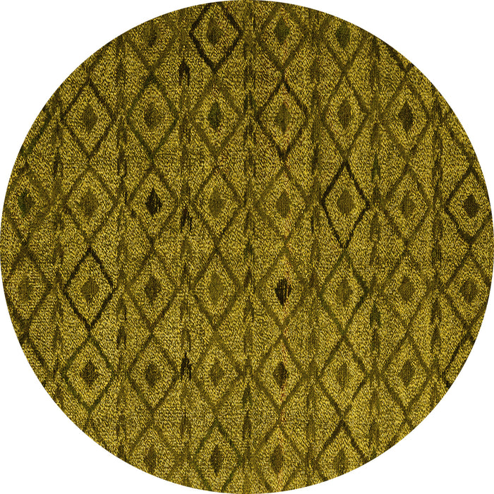 Round Machine Washable Abstract Yellow Modern Rug, wshabs4467yw