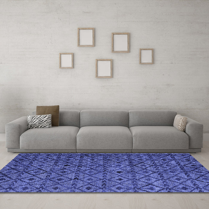 Machine Washable Abstract Blue Modern Rug in a Living Room, wshabs4467blu