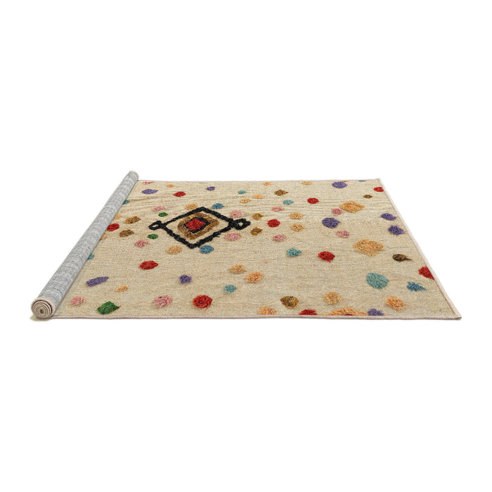 Sideview of Machine Washable Abstract Khaki Gold Rug, wshabs4468