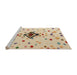 Sideview of Machine Washable Abstract Khaki Gold Rug, wshabs4468