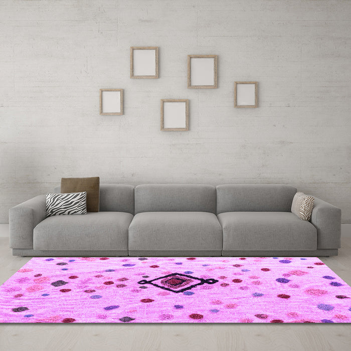 Machine Washable Abstract Purple Modern Area Rugs in a Living Room, wshabs4468pur