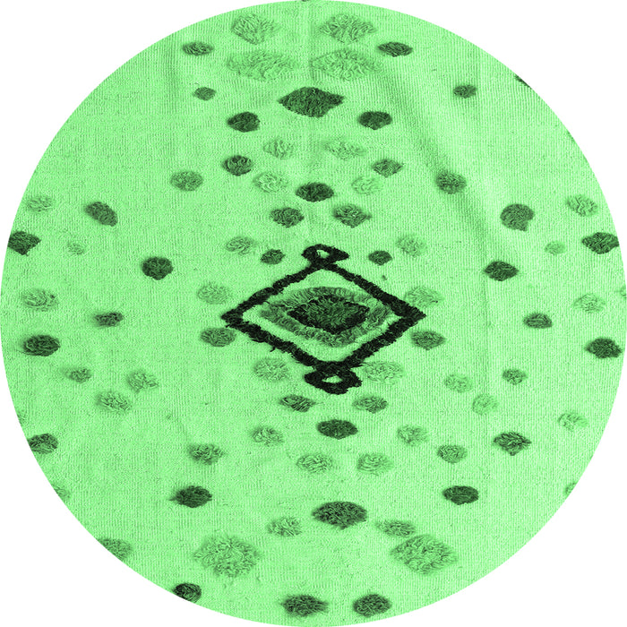 Round Machine Washable Abstract Emerald Green Modern Area Rugs, wshabs4468emgrn