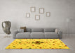 Machine Washable Abstract Yellow Modern Rug in a Living Room, wshabs4468yw