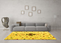 Machine Washable Abstract Yellow Modern Rug, wshabs4468yw