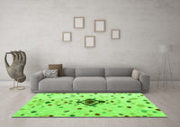 Machine Washable Abstract Green Modern Rug, wshabs4468grn