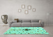 Machine Washable Abstract Turquoise Modern Area Rugs in a Living Room,, wshabs4468turq