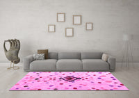 Machine Washable Abstract Pink Modern Rug, wshabs4468pnk